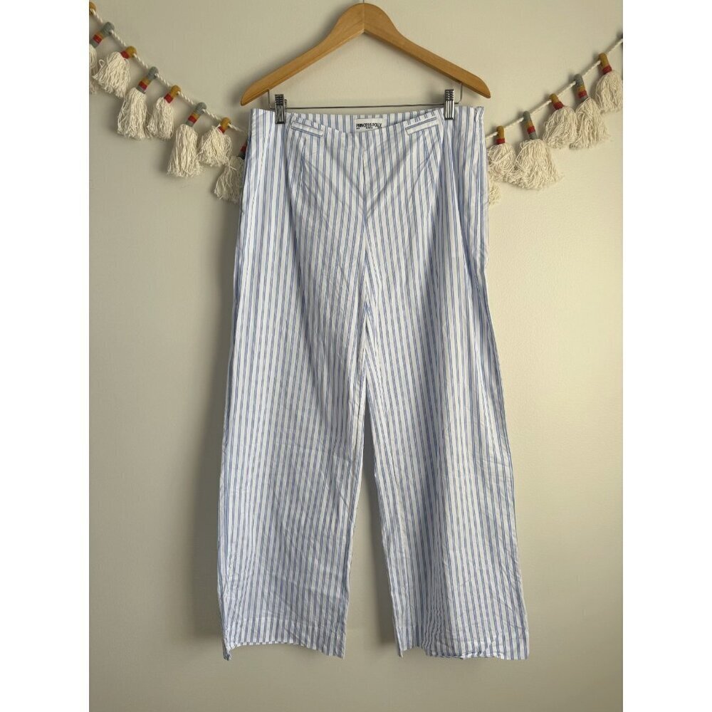 Princess Polly Striped Mid Rise Wide Leg Lightweight Pant Nautical Preppy 8